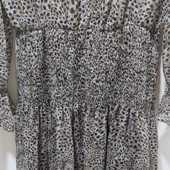 Zara Animal Print Smocked Mini Dress Bloused Brown Cheetah Women's size S - Picture 4 of 8